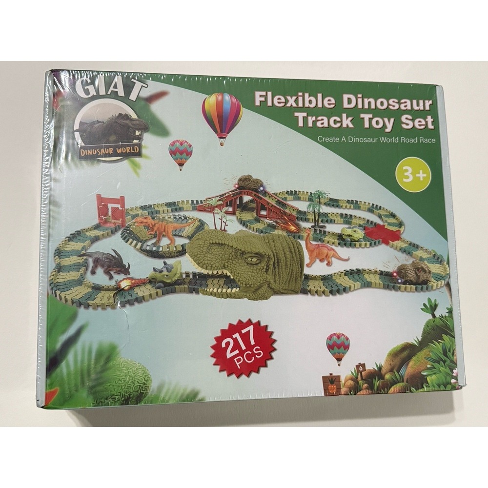 GIAT Flexible Dinosaur Track Toy Set 217 PCS Dinosaur World NEW Road Race